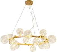 Ceiling Lamp Firefly Chandelier,Bedroom Living Dining Room Lamps,LED Nordic Gypsophila Light, Concise Glass Chandelier, Golden Tricolor Light * 32cm(Gold Neutral Li