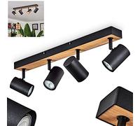 Ceiling lamp Javel, Modern Ceiling lamp Made of Metal/MDF in Black/Brown/Wood-Look, Modern lamp with Adjustable spotlights, 4-Flame, 4 x GU10, Without Bulbs