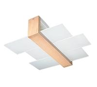Ceiling lamp LED FENIKS SL.0076 SOLLUX Modern Plafond lamp Natural Wood White E27 2-Light Glass Wood for the Kitchen and the Bedroom