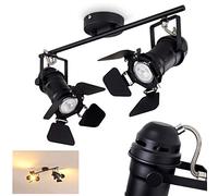 Ceiling lamp Lichinga, Metal Ceiling lamp in Black, 2-Flame, with Adjustable spotlights, 2 x GU10-socket, Modern spot in Film lamp Optic, Studio lamp, Without Bulb