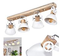 Ceiling lamp Orny, 4-Flame Ceiling Spotlight Made of Wood and Metal in White, Industrial/Vintage Look Room lamp, 4 x E27, The lamp Heads are Adjustable,Without Bulb