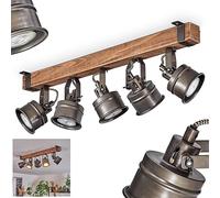 Ceiling lamp Pehefito, Modern Ceiling lamp Made of Wood/Metal in Brown/Black, Ceiling lamp in Industrial Design with Wooden Beams and Adjustable lampshades, 5-Flame, 5 x GU10, Without Bulbs