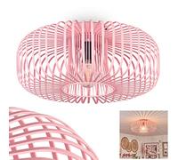Ceiling lamp Wemude, Round Ceiling lamp Made of Metal in Pink, Retro Light with Lattice Effect, Ø 40 cm, 1-Flame, E27 Socket. Without Bulbs