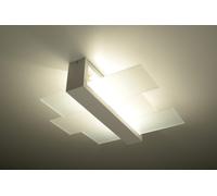 Ceiling Lamp White Wood & Glass 43x43x12cm Modern Loft E27 2-Light Scandinavian [EEK: Unbranded]