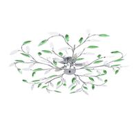 Ceiling Lamp with Acrylic Crystal Leaf Arms for 5 E14 Bulbs Green Berkfield Home Green One Size