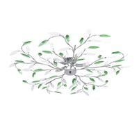 vidaXL Ceiling Lamp with Acrylic Crystal Leaf Arms for 5 E14 Bulbs Green