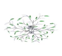 vidaXL Ceiling Lamp with Acrylic Crystal Leaf Arms for 5 E14 Bulbs Green