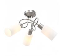 vidaXL Ceiling Lamp with Three Glass Shades, Suitable for 3 E14 Bulbs - Satin Nickel Finish, Modern and Classic Design, Ideal for Any Room