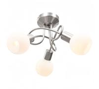 vidaXL Ceiling Lamp with Three Glass Shades, Suitable for 3 E14 Bulbs - Satin Nickel Finish, Modern and Classic Design, Ideal for Any Room
