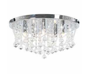 Ceiling Lamp with Crystal Beads Silver 4x G9 Bulbs 30x16.5/45x22cm vidaXL