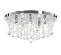Ceiling Lamp with Crystal Beads Silver Round 4 x G9 Bulbs