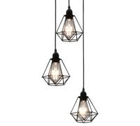 Ceiling Lamp with Diamond Design Black 3xE27 Bulbs Hanging Lighting vidaXL