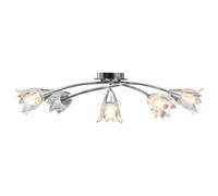 Ceiling Lamp with Transparent Glass Shades for 5 E14 Bulbs Tulip Berkfield Home Black One Size