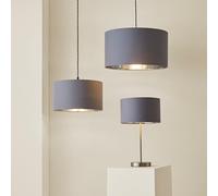 Valuelights Reni Grey & Silver Inner Drum Ceiling Lamp Shade (D)45Cm