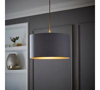 MiniSun | Extra Large Modern Grey and Copper Drum Light Shade | Pendant Lights, Home Décor & Improvement Essential | 45cm Shade Width