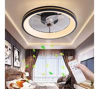 Ceiling Led Ceiling Light with Lighting Fan Light Ceiling Light with Remote Control Timer Silent Pendant Bedroom Living Dining Room Chandelier 's Room 3000K-6500K/50Cm,