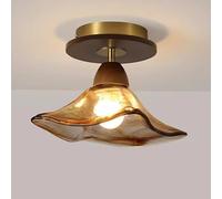 ceiling light bedroom Brown Glass Semi Flush Mount Light, Mid-Century Modern Lights Fixtures, Vintage Hallway Living Room (B)