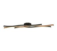 Ceiling Light Black Bloom LED & Wood CCT Searchlight 32103-1BK