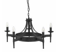 Searchlight Lighting 2425-5BK Cartwheel 5 Light Wrought Iron Ceiling Fitting In Matt Black Finish
