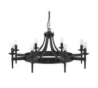 Ceiling Light Black Cartwheel II 8 Matt Searchlight 2428-8BK