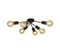 6 Lights Sand Black Finish Metal Multi Arms Flush Fitting Dining Ceiling Light