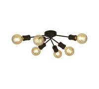 6 Lights Sand Black Finish Metal Multi Arms Flush Fitting Dining Ceiling Light