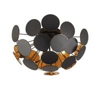 Ceiling Light Black Discus Gold Inner Semi Flush Chandelier Searchlight 3073-3BG