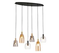 Ceiling Light Black Divine 6 Matt & Brass Searchlight 36463-6BK