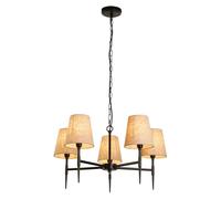 Ceiling Light Black Gothic 5 Natural Linen Searchlight 30690-5BK