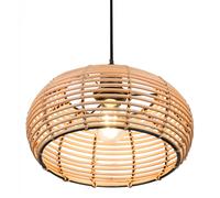 Ceiling Light Black Inga Matt Natural Rattan 290mm Trio 312200136