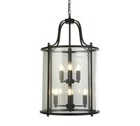 Searchlight Lantern Grande pendant light, black/clear, glass, E14