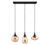 Ceiling Light Black Lumina 3 Bar Matt Amber Glass Trio 317000313