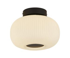Ceiling Light Black Lumina Matt Opal Ribbed Glass Flush Searchlight 10271-1BK