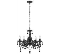 5 Lights Chrome Glass Frame Black Acrylic Droplets Ceiling Fitting Chandelier