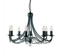 8 Arm Matt Black Finished Chandelier Wrought Iron