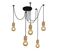 Searchlight Spinny pendant light, spider, Ø 28 cm, 5-bulb, rubberwood, E27