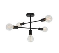 Endon 79502 Studio 5lt Semi flush Matt black 5 x 40W E27 GLS (Required)