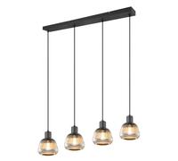 Ceiling Light Black Tarifa 4 Bar Matt Chrome Plated Glass Trio 362800432