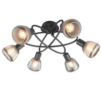 Ceiling Light Black Tarifa 6 Matt & Chrome Plated Ribbed Glass Trio 662800632