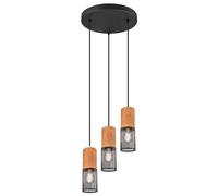 Ceiling Light Black Tosh 3 Matt & Natural Wood Trio 304330332