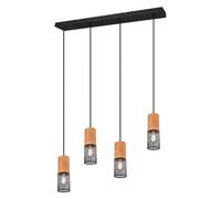 Ceiling Light Black Tosh 4 Bar Matt & Natural Wood Trio 304300432