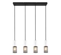 Ceiling Light Black Tosh 4 Bar Matt & White Wood Trio 304300434