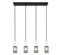 Ceiling Light Black Tosh 4 Bar Matt & White Wood Trio 304300434