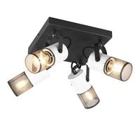 Ceiling Light Black Tosh 4 Spot Plate Matt & White Wood Trio 804300434