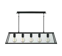 Searchlight Lighting 4614-5BK Voyager 5 Light Ceiling Pendant in a Black Finish with Clear Glass Diffuser