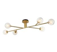 Luxia Abel 6 Arm Semi-Flush Ceiling Light - Satin Brass