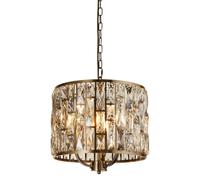 Searchlight Bijou pendant light, 3-bulb, brass, crystal glass