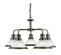 Searchlight 1595-5AB Bistro 5 Chandelier Ceiling Pendant Light, antique brass