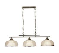 3 Lights Antique Brass Finish Ceiling Fitting Bar Light Halophane Glass Shades