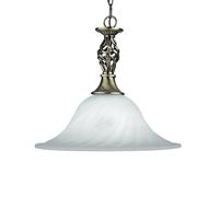 1 Light Marble Glass Shade Ceiling Pendant with Antique Brass Finish Suspension